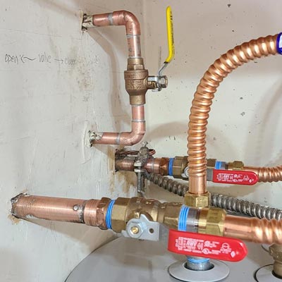 gas water heater lines after